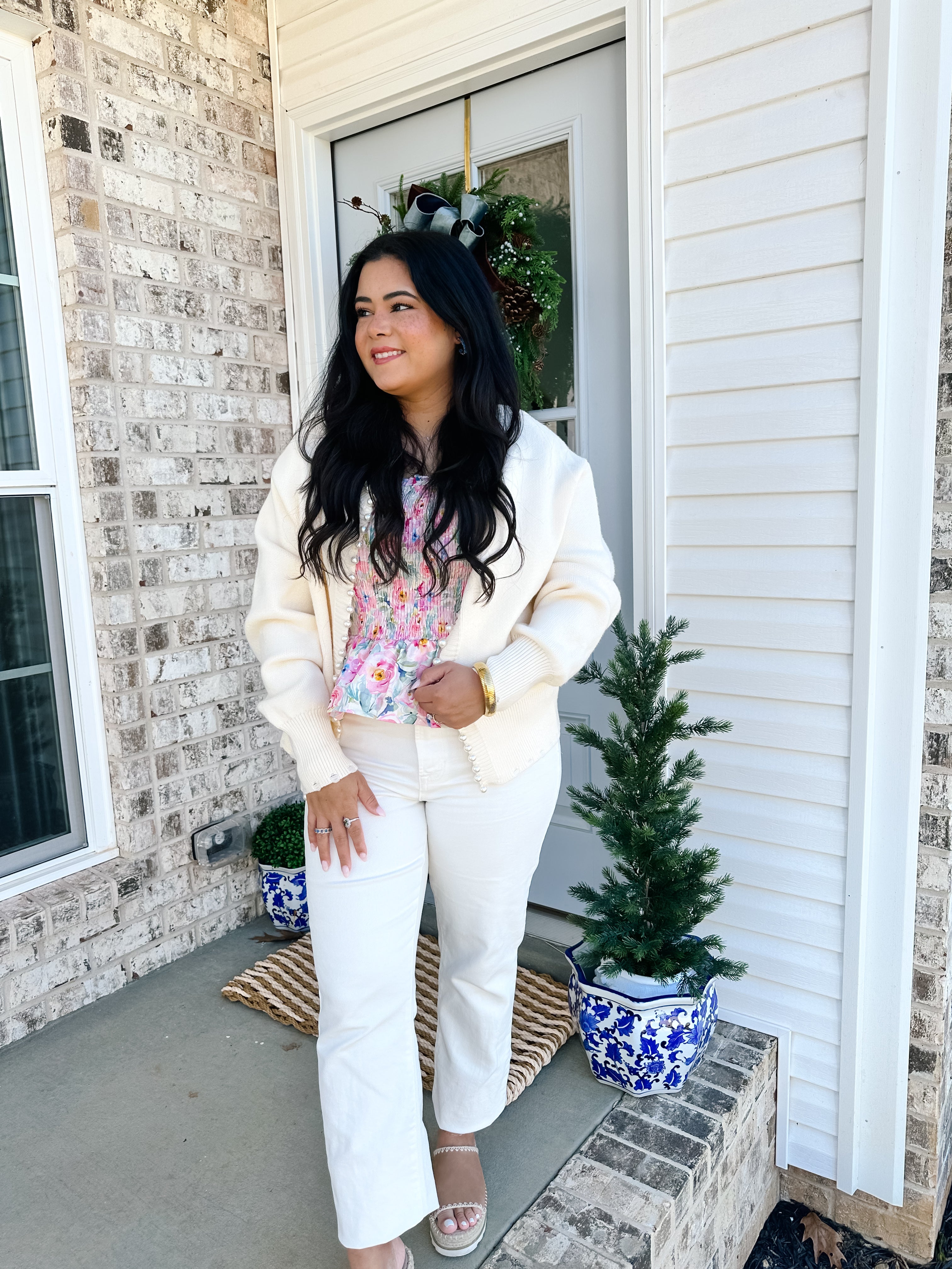 Charlotte Pearl Embellished Trim Sweater Cardigan - Southern Roots & Boots