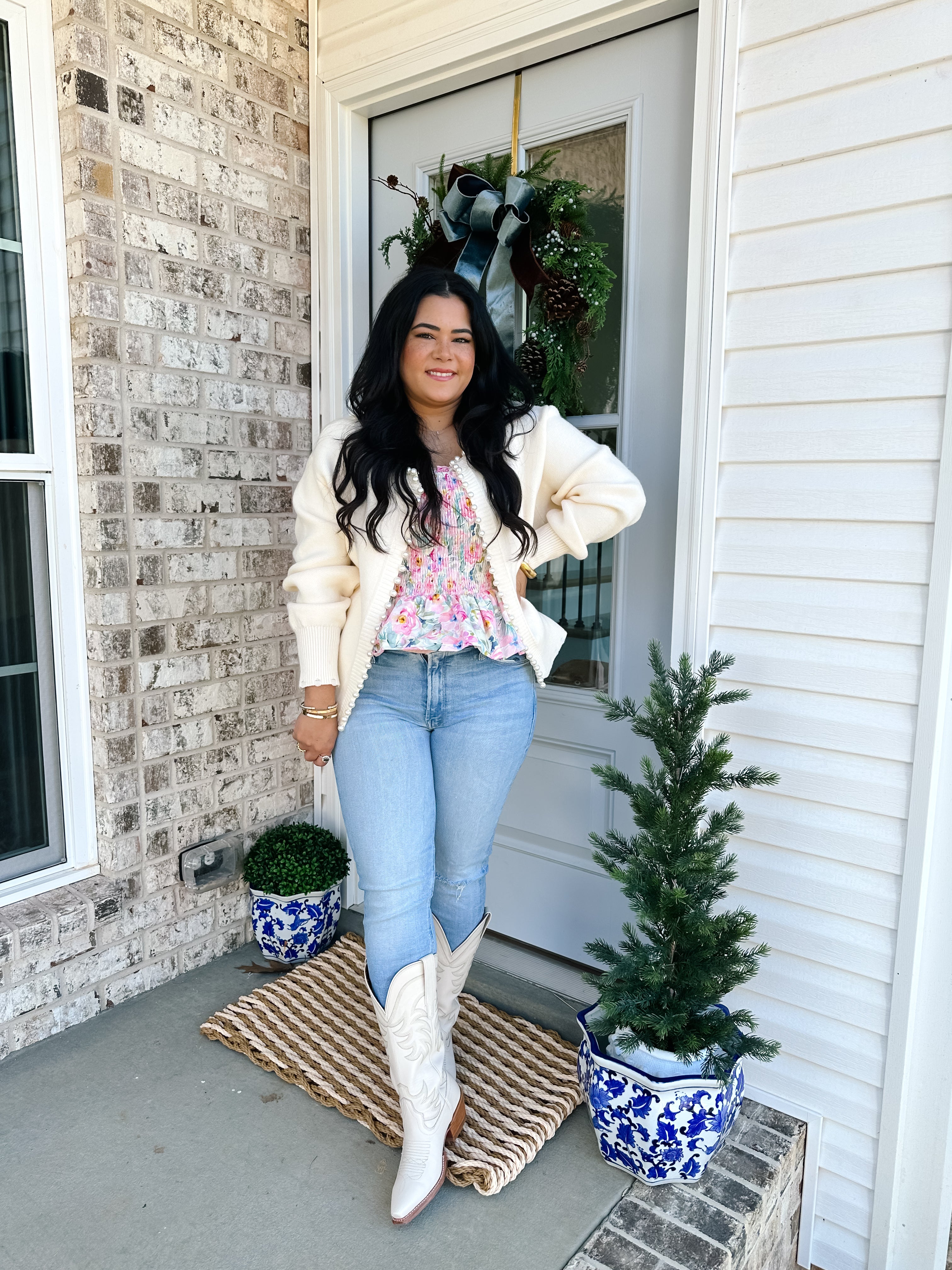 Charlotte Pearl Embellished Trim Sweater Cardigan - Southern Roots & Boots