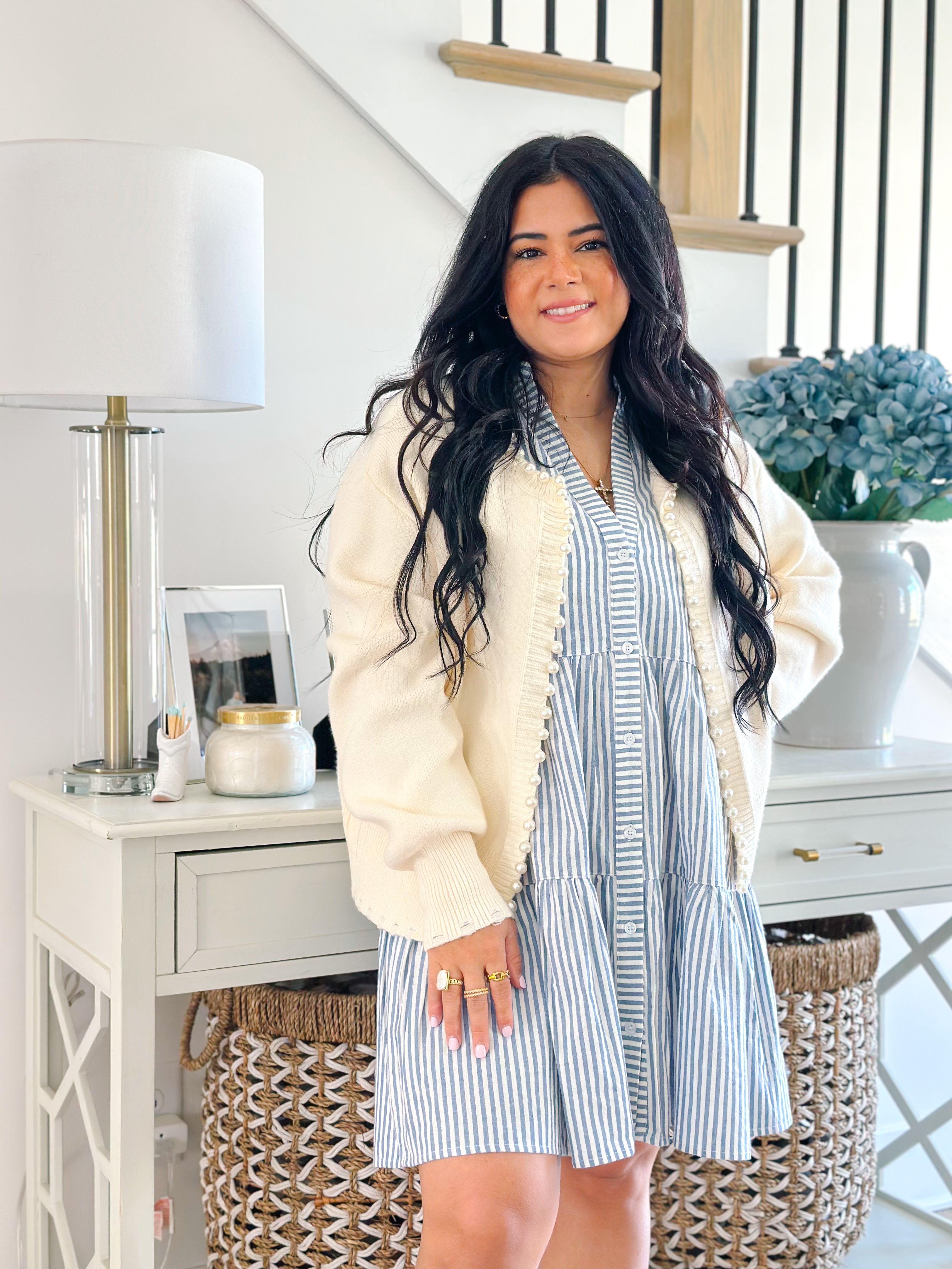 Charlotte Pearl Embellished Trim Sweater Cardigan - Southern Roots & Boots