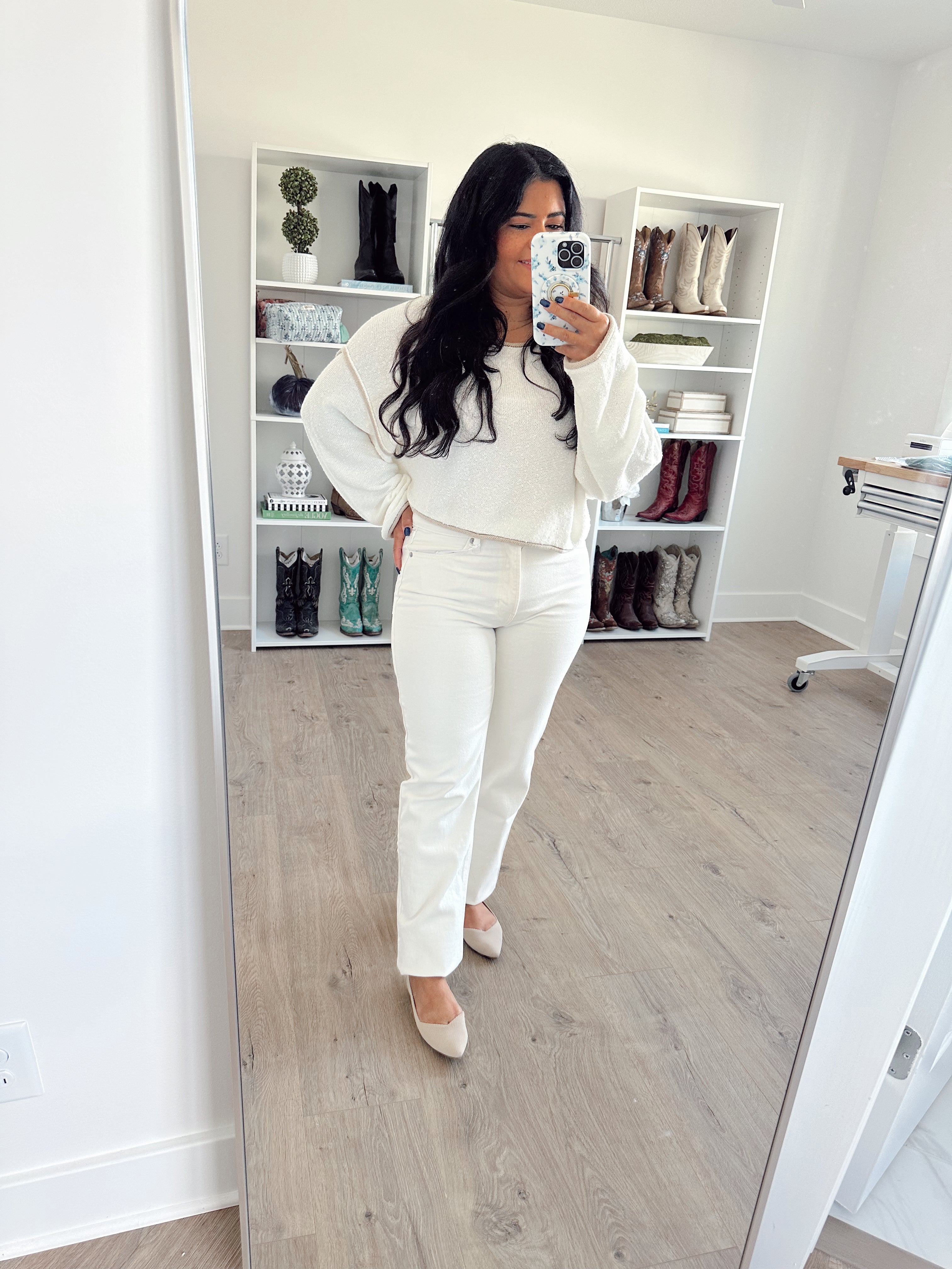 Classic White High-Waisted Straight Leg Jeans - Southern Roots & Boots