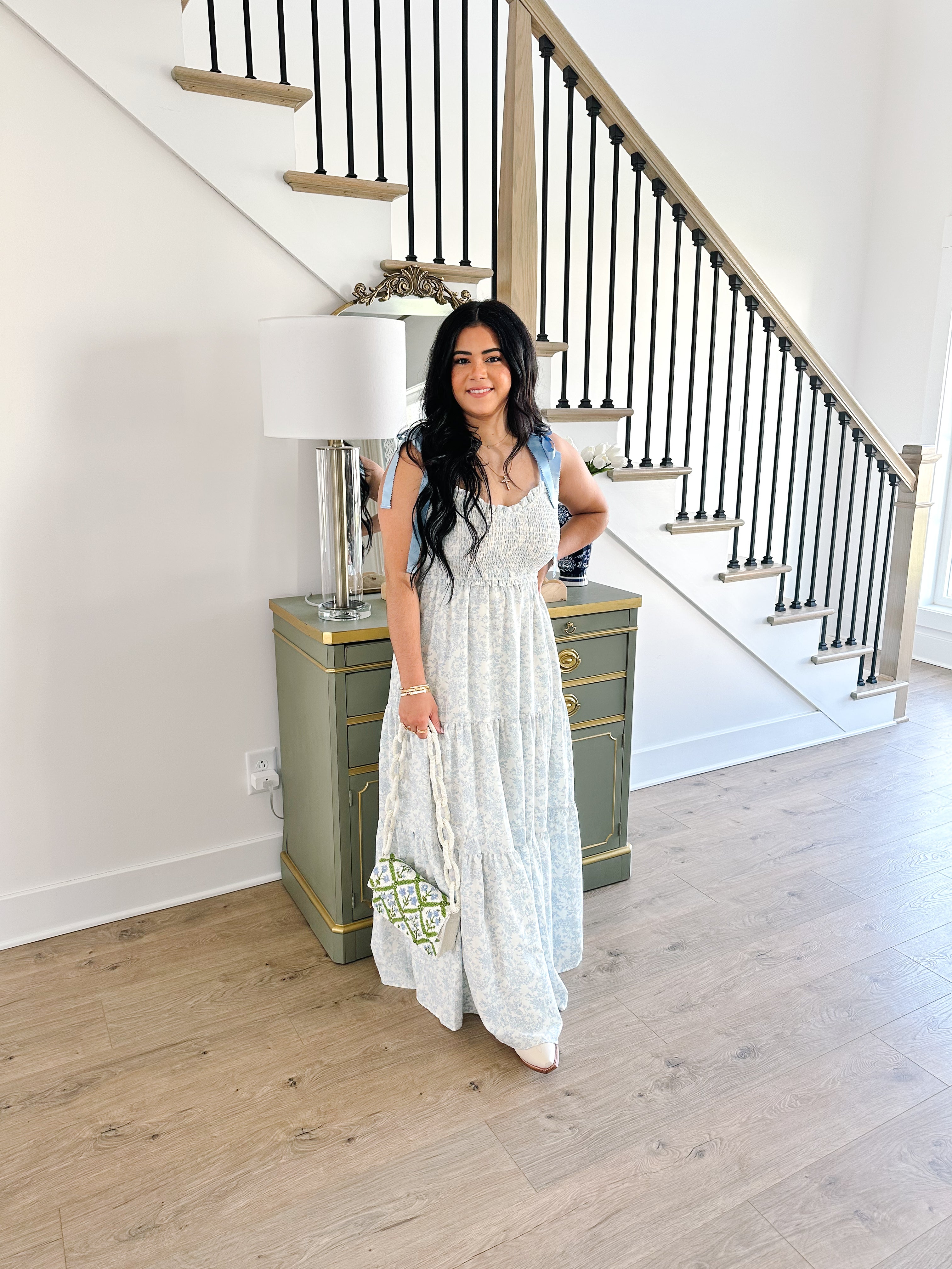 Something Blue Floral Tiered Maxi Dress - Southern Roots & Boots