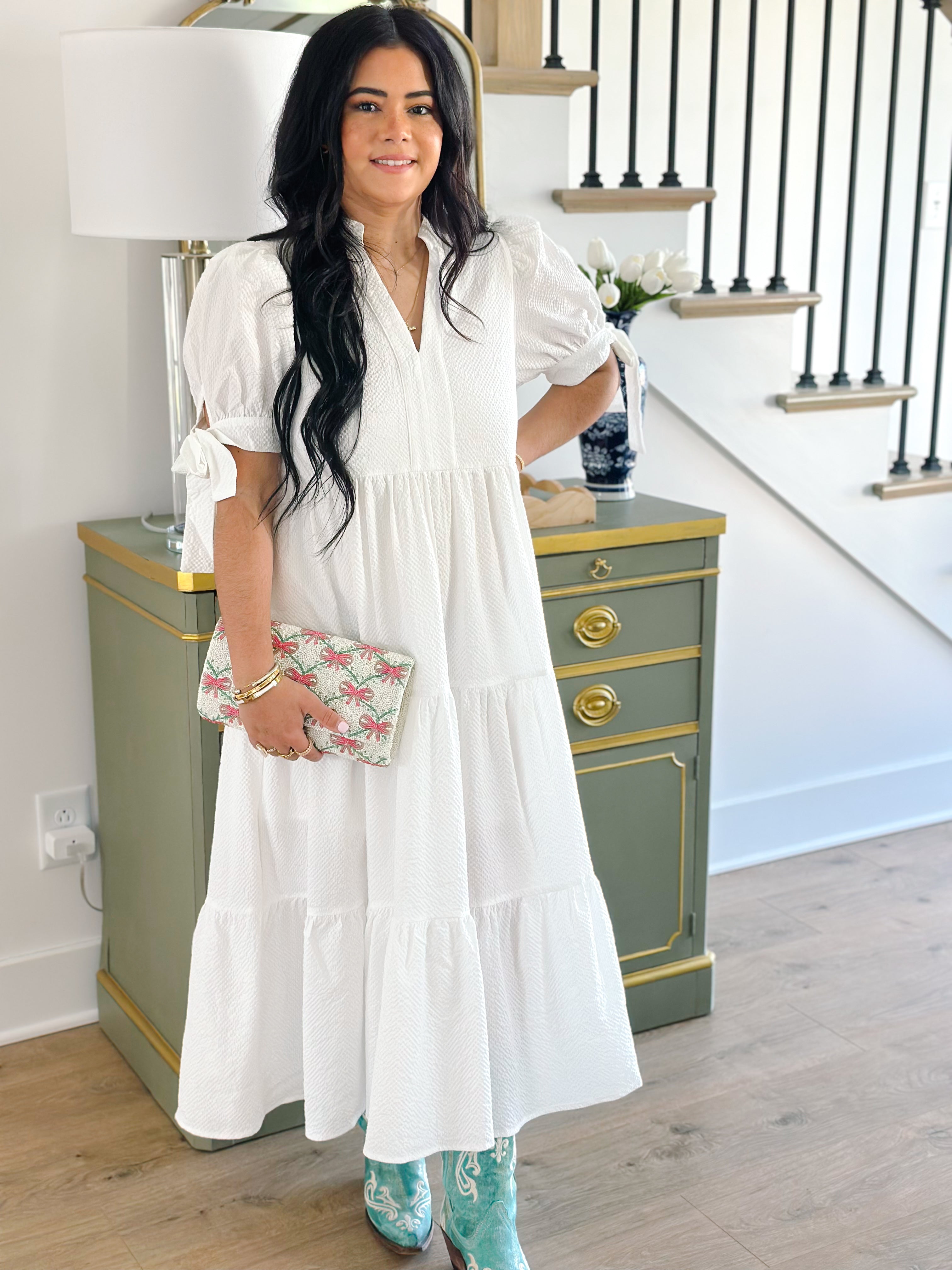 White Magnolia Midi Dress - Southern Roots & Boots