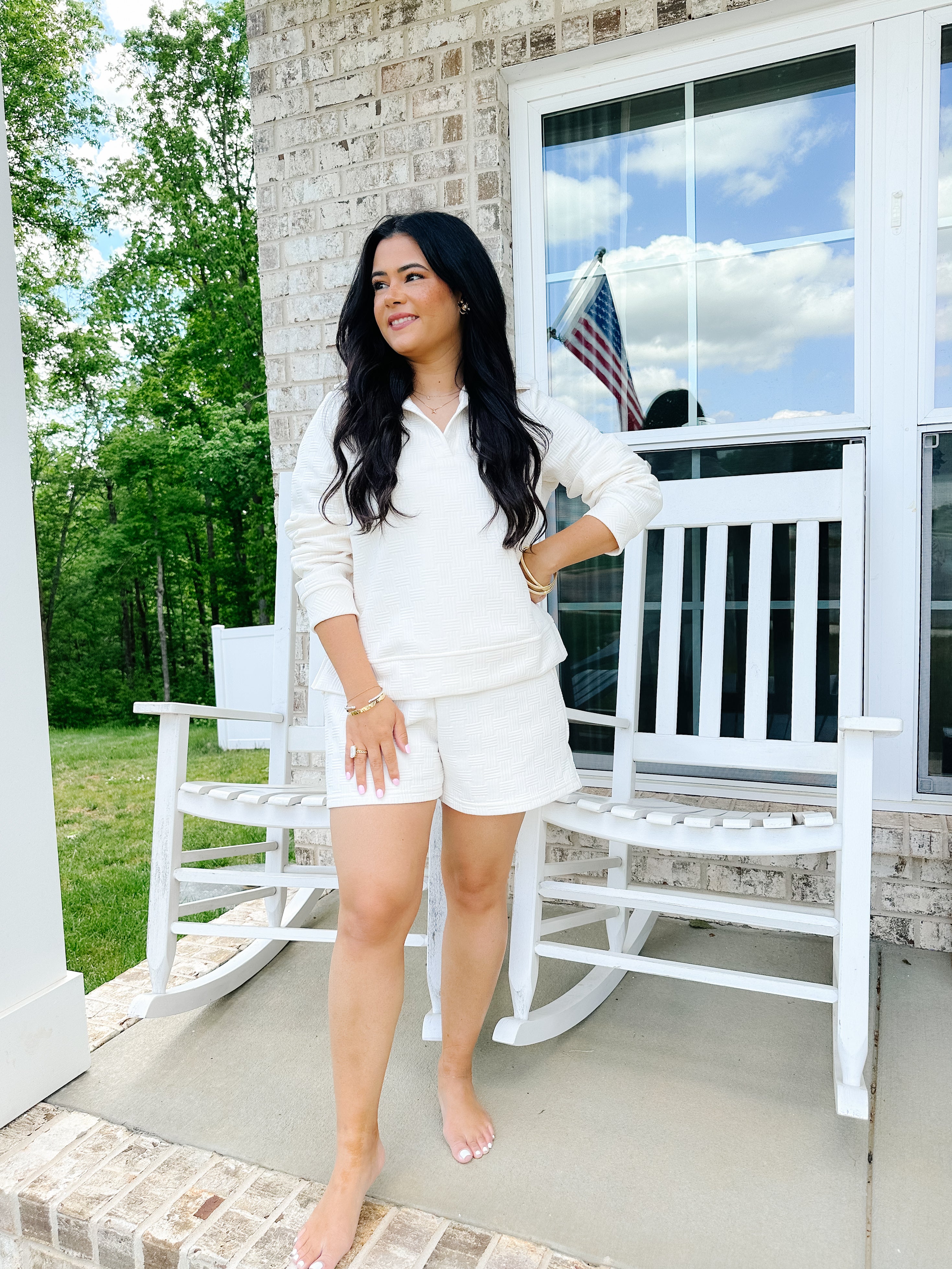 Boardwalk Mornings Ivory Pullover & Short Set - Southern Roots & Boots