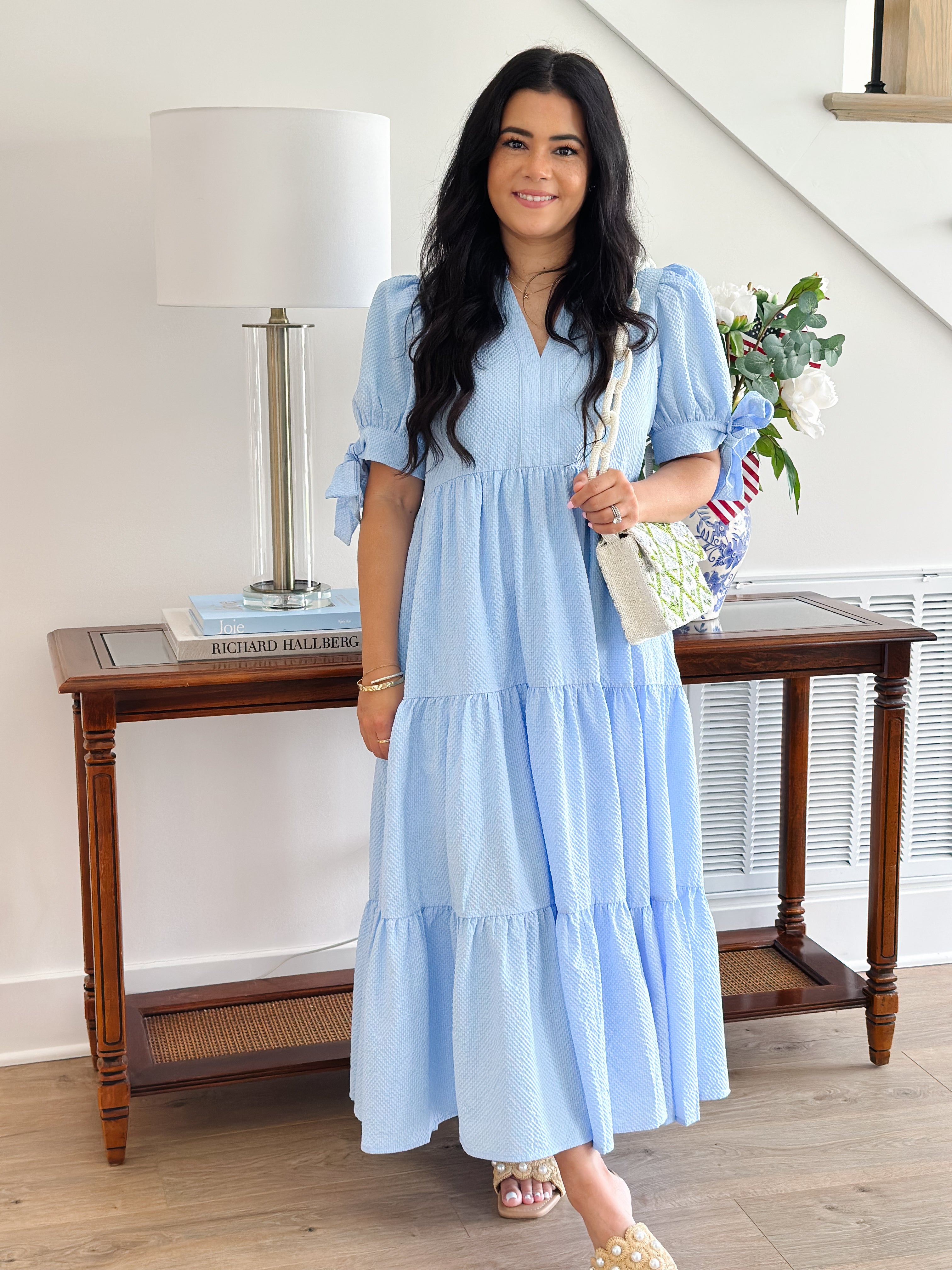 Blue Hydrangea Midi Dress
