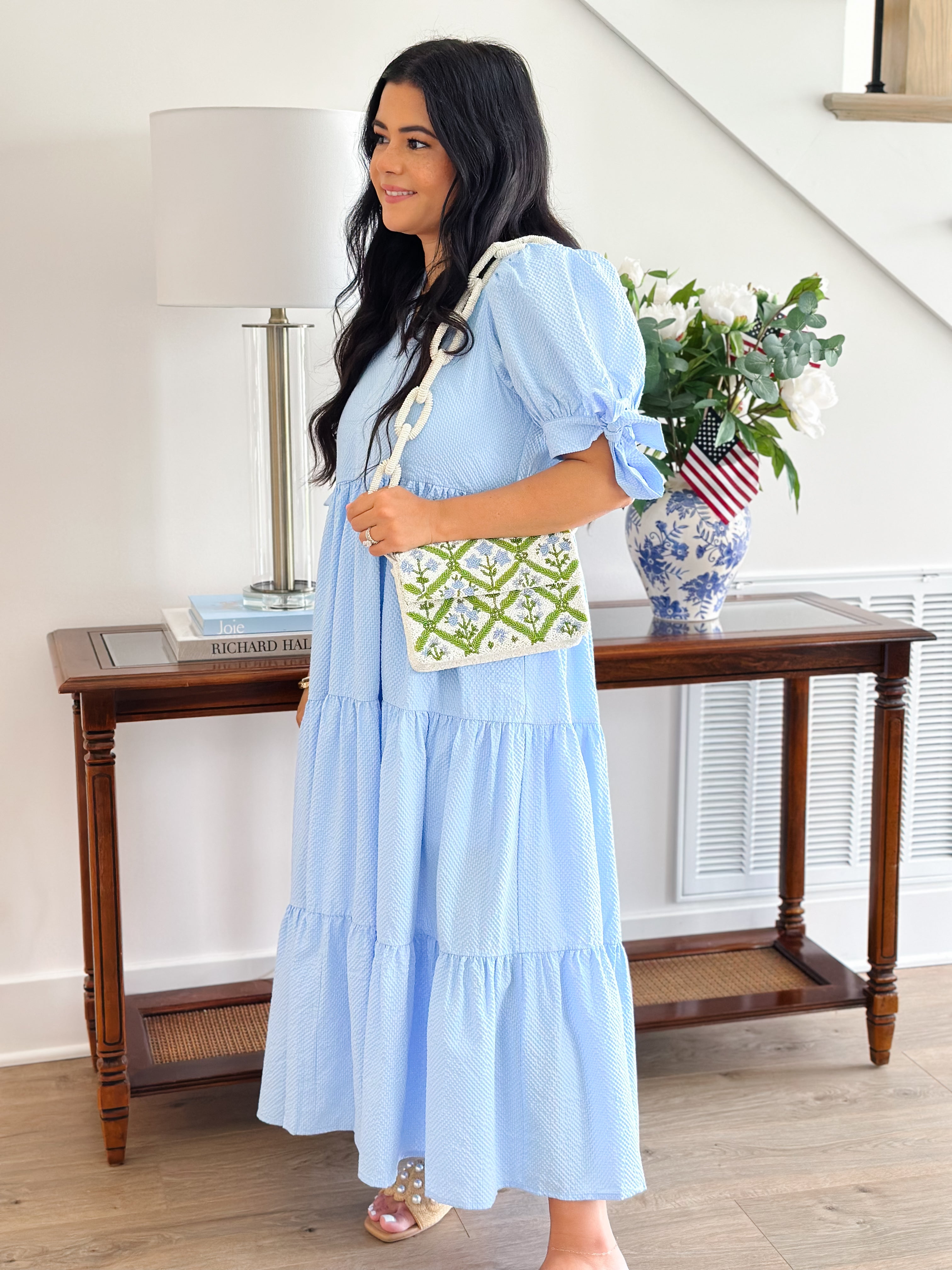 Blue Hydrangea Midi Dress