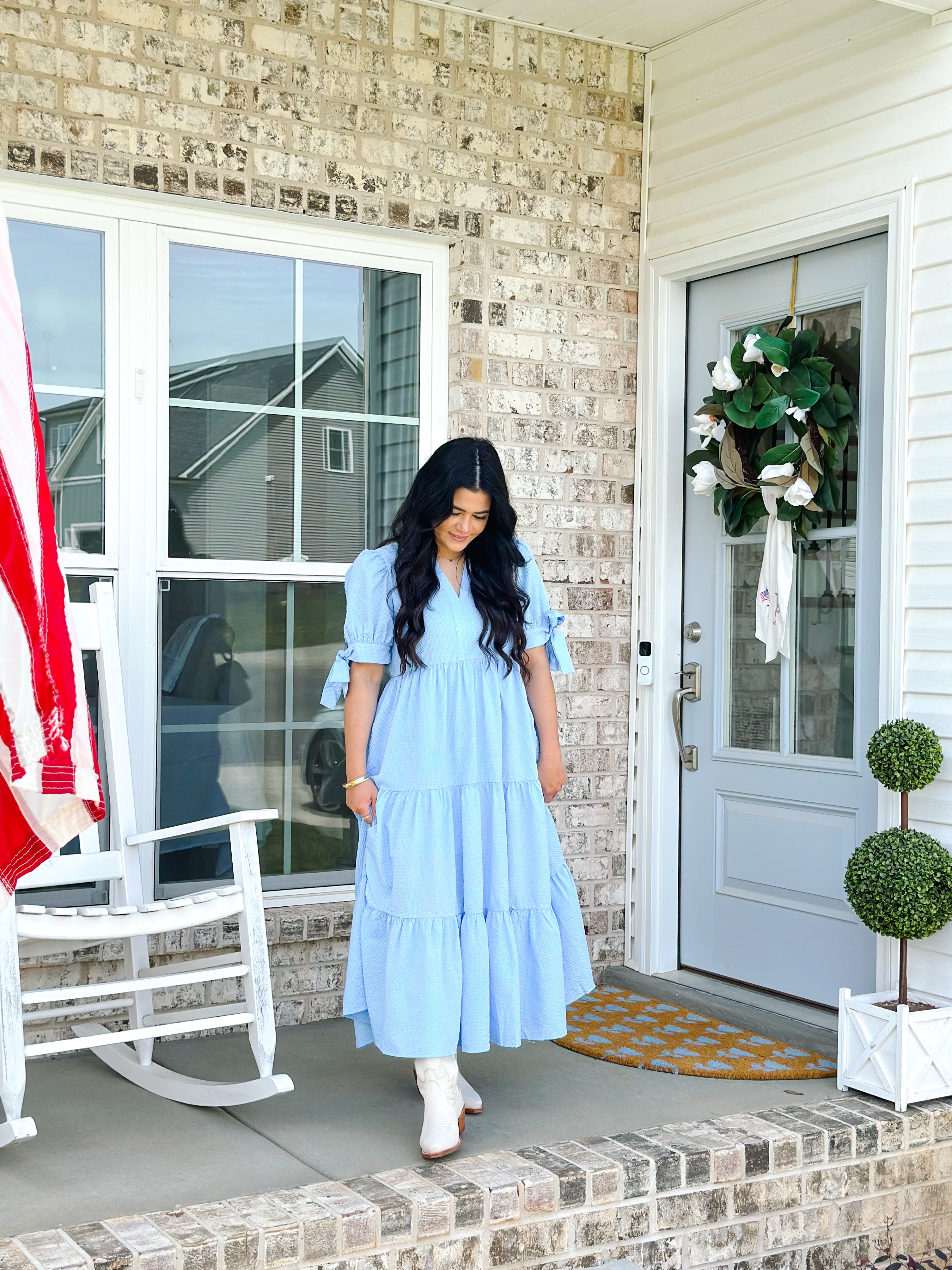 Blue Hydrangea Midi Dress