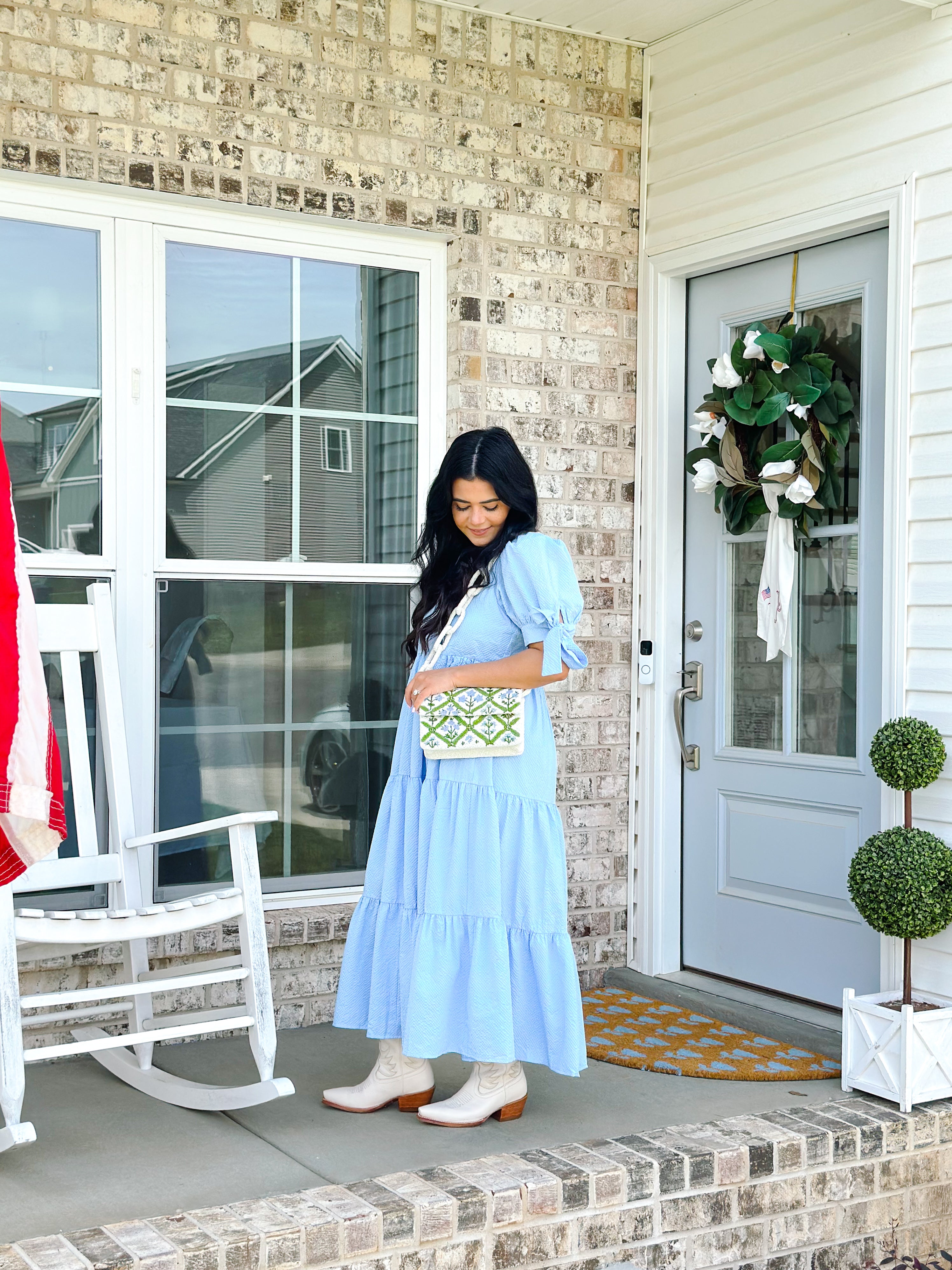 Blue Hydrangea Midi Dress