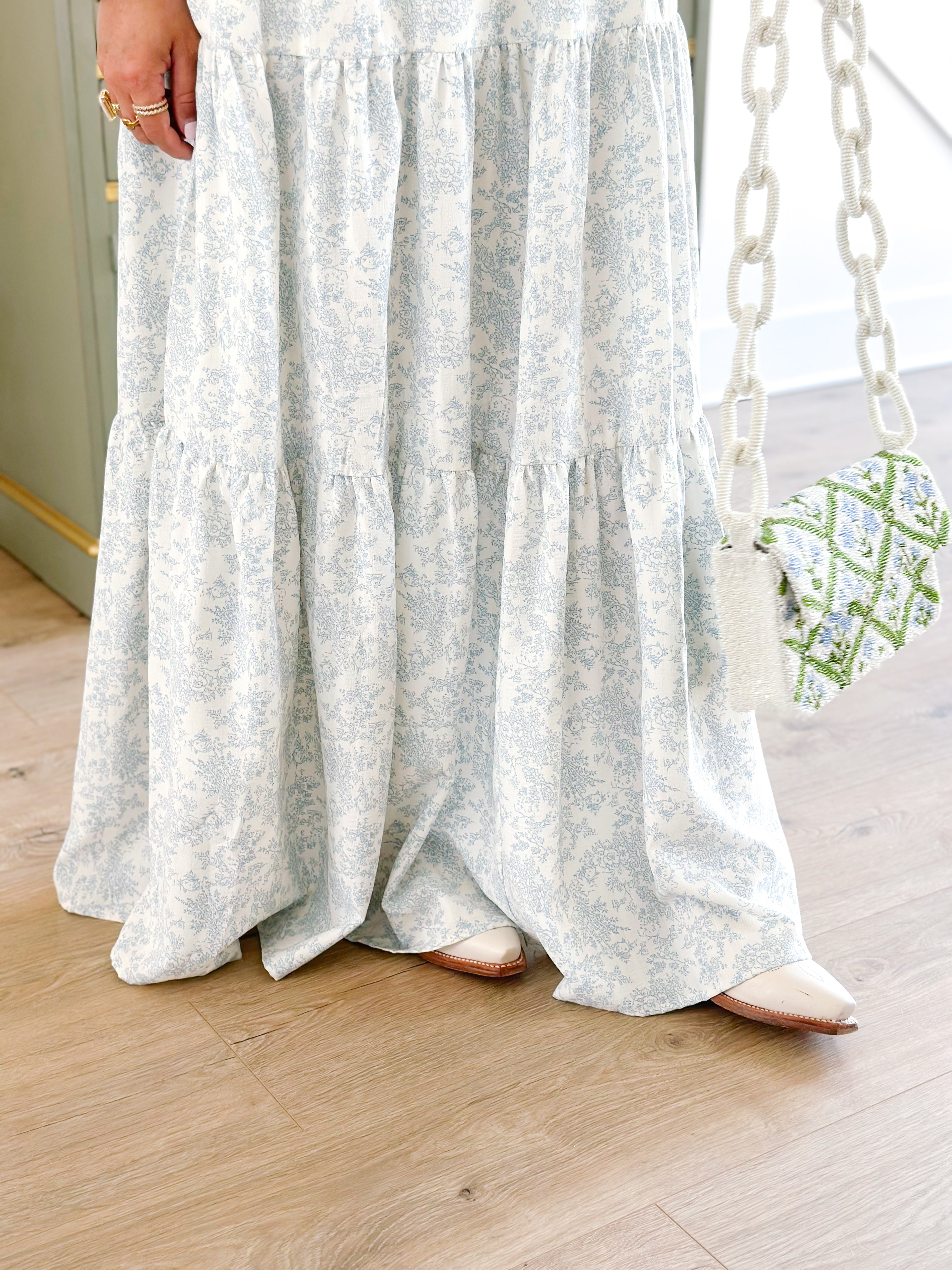 Something Blue Floral Tiered Maxi Dress - Southern Roots & Boots