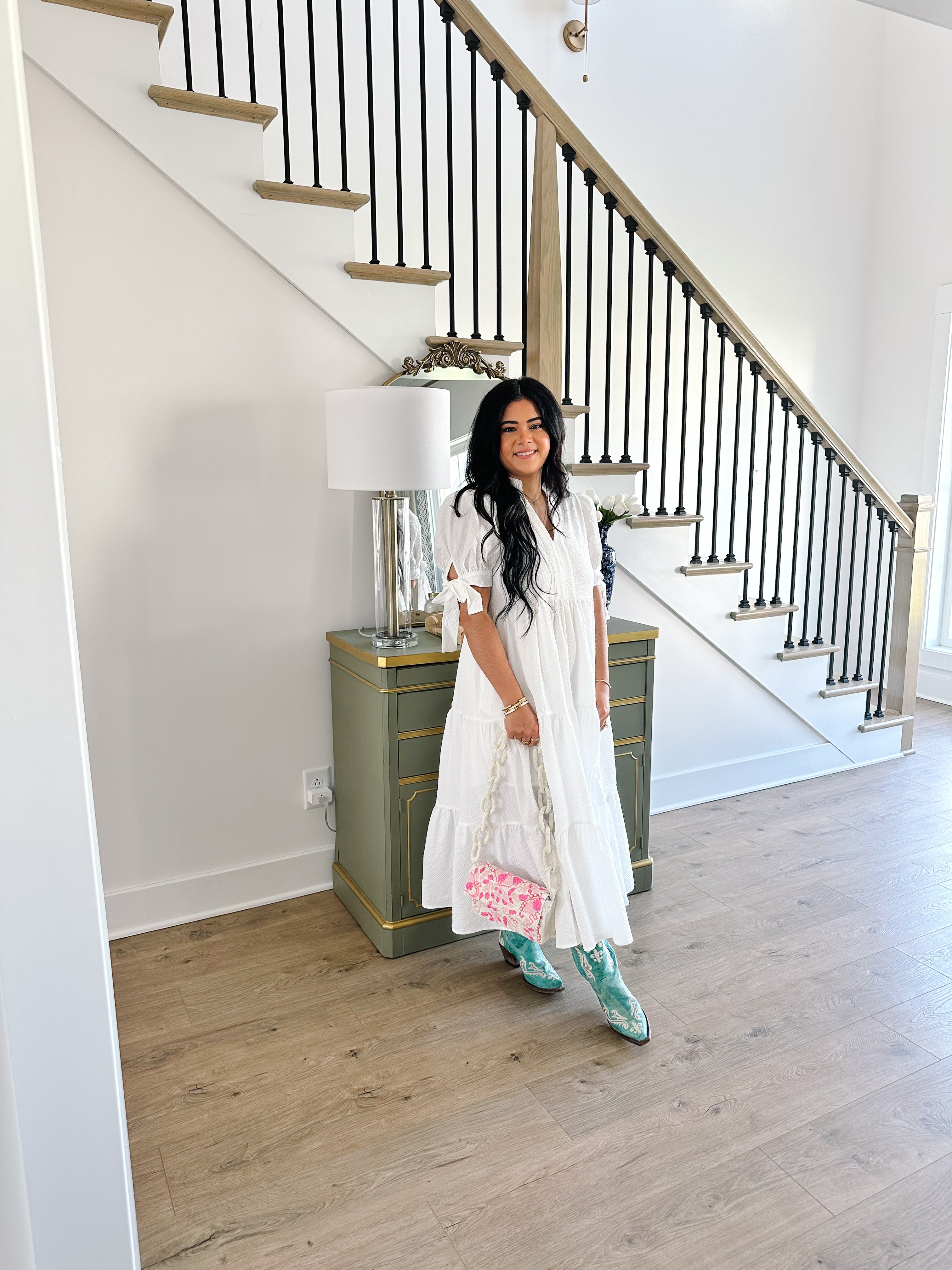 White Magnolia Midi Dress - Southern Roots & Boots