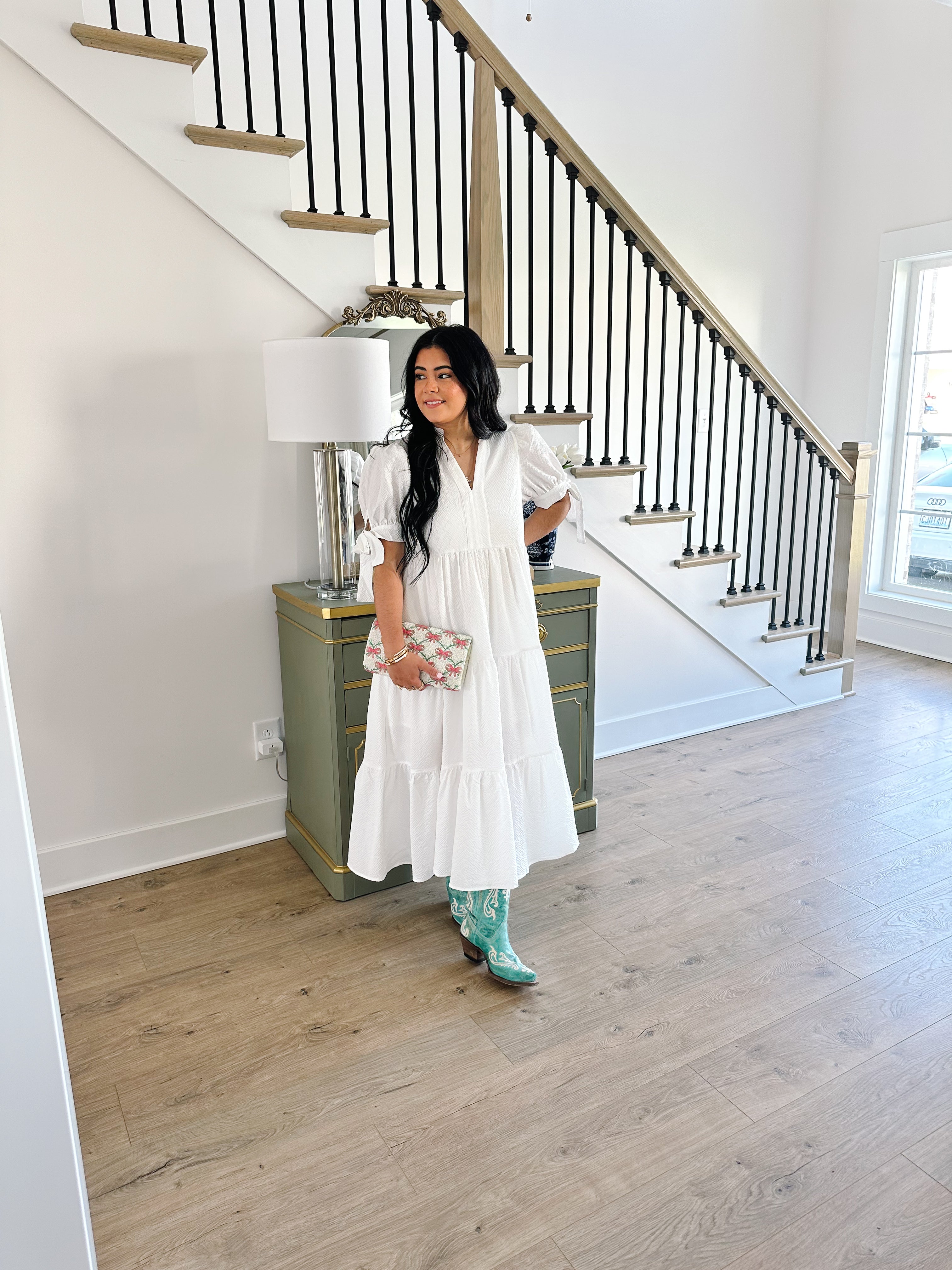 White Magnolia Midi Dress - Southern Roots & Boots