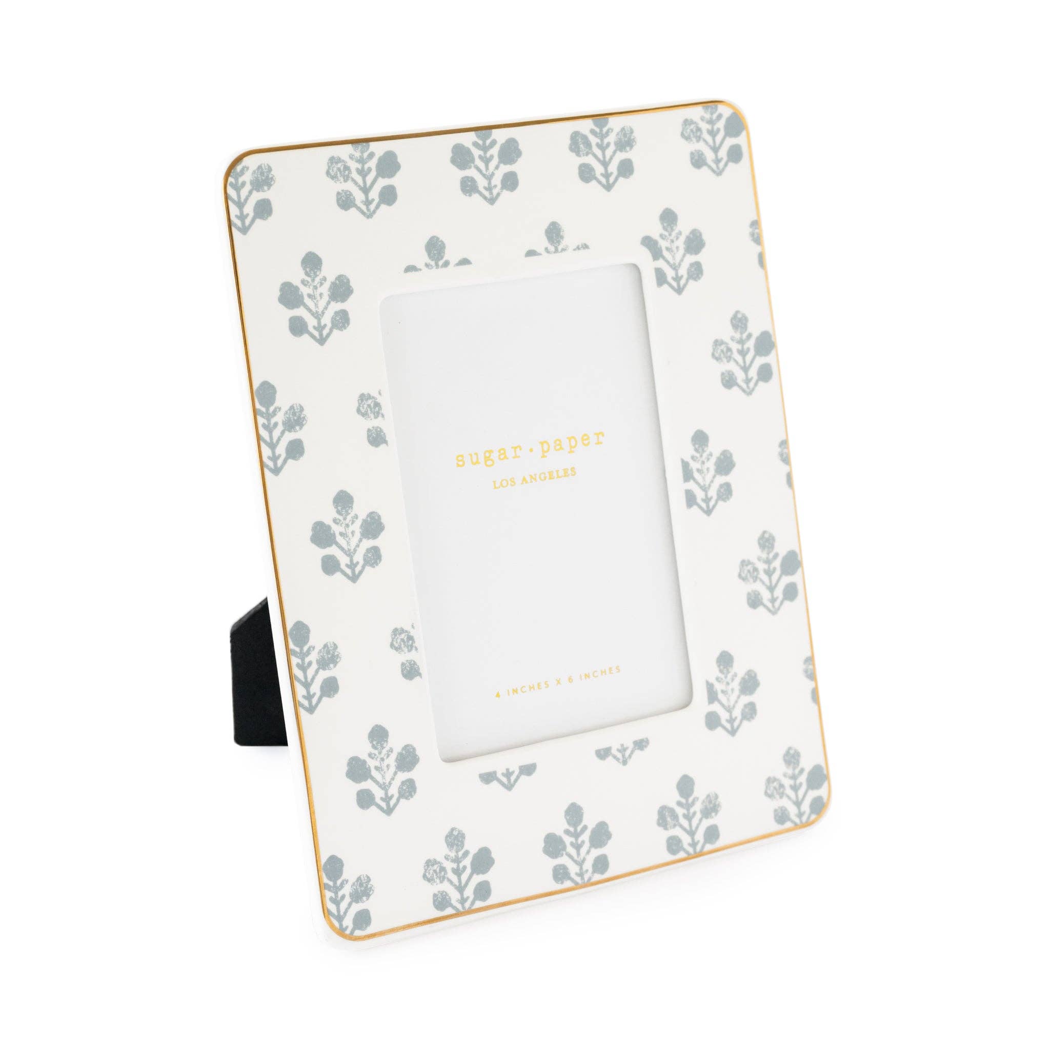 Elise White & Blue-Grey Block Print Picture Frame - Southern Roots & Boots