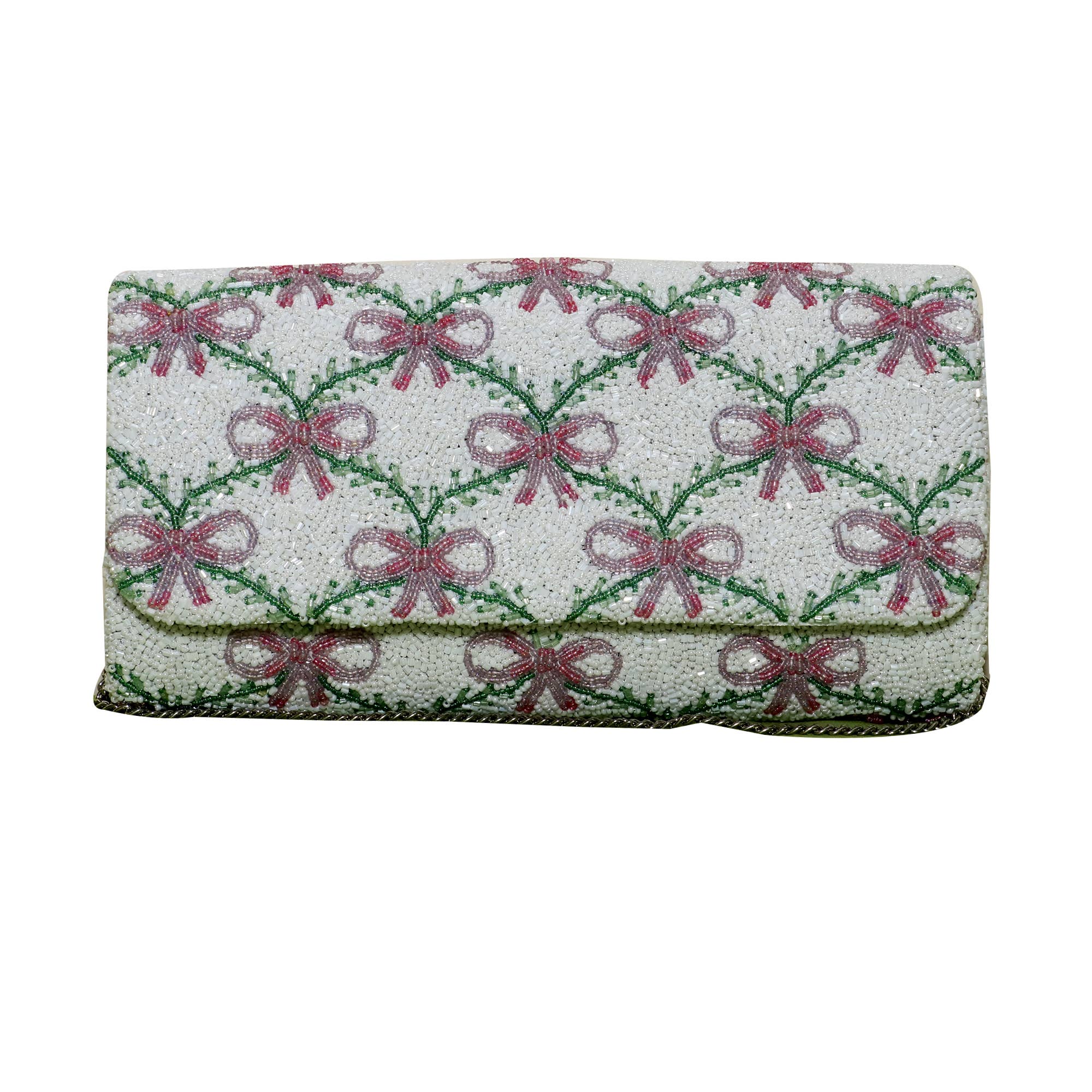 Put a Bow On It Pink Vine Hand-Beaded Clutch Bag - Southern Roots & Boots