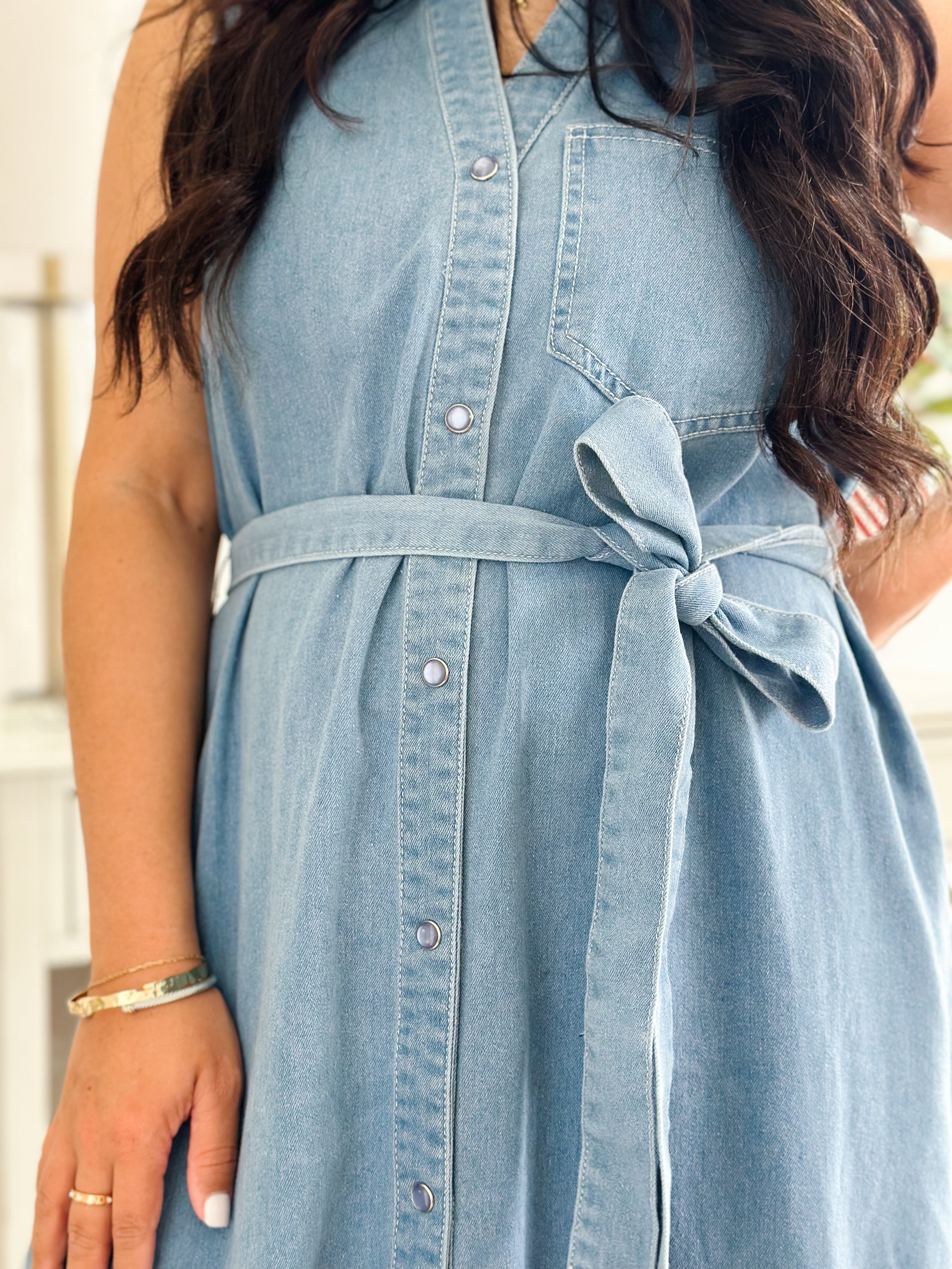 Homeland Denim Sleeveless Midi Dress