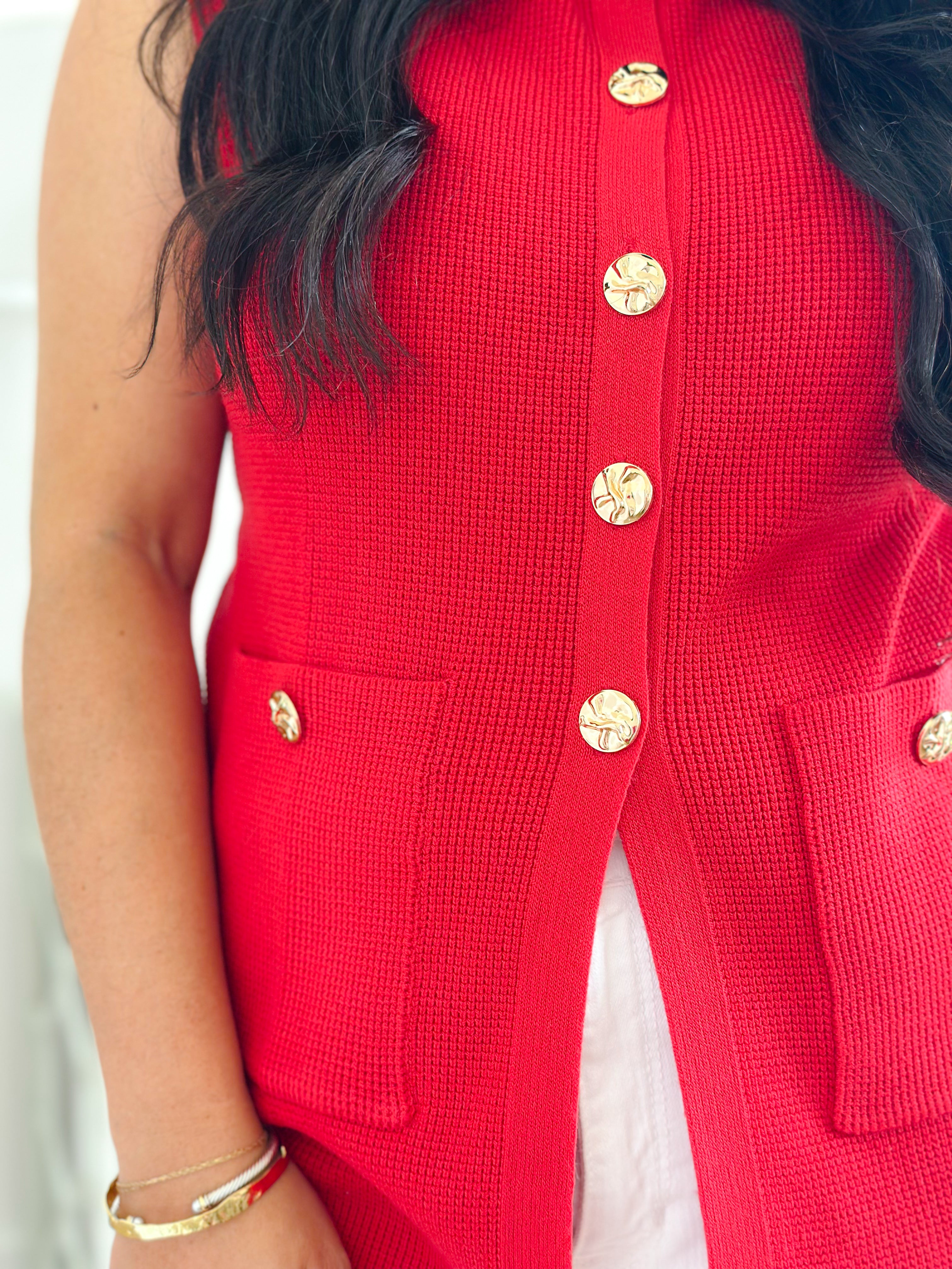 Sweet As Cherry Pie Red Sleeveless Vest