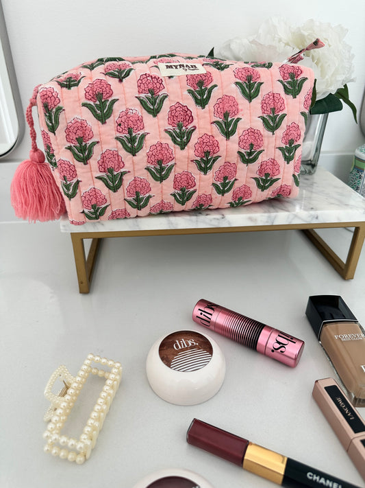 Pink Poppy Makeup Bag