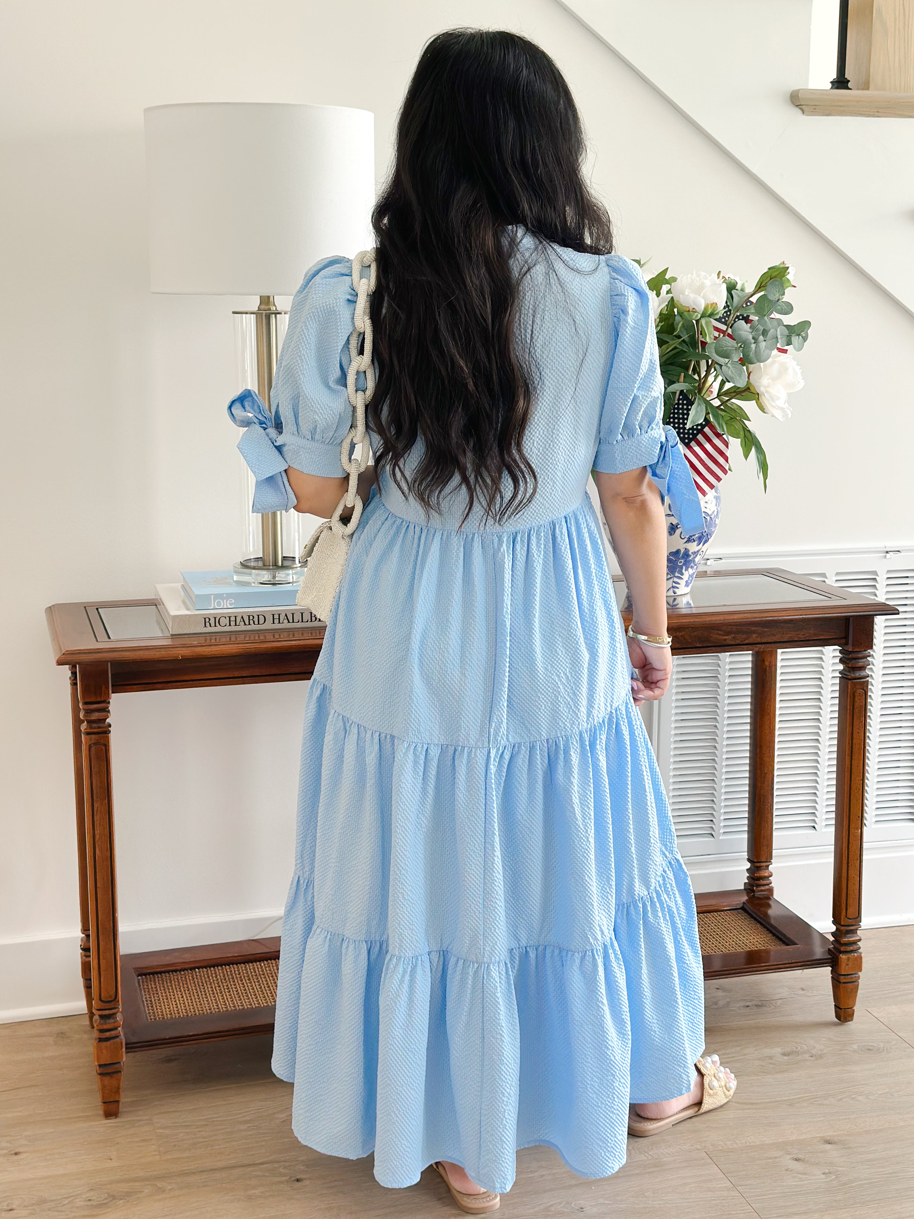 Blue Hydrangea Midi Dress
