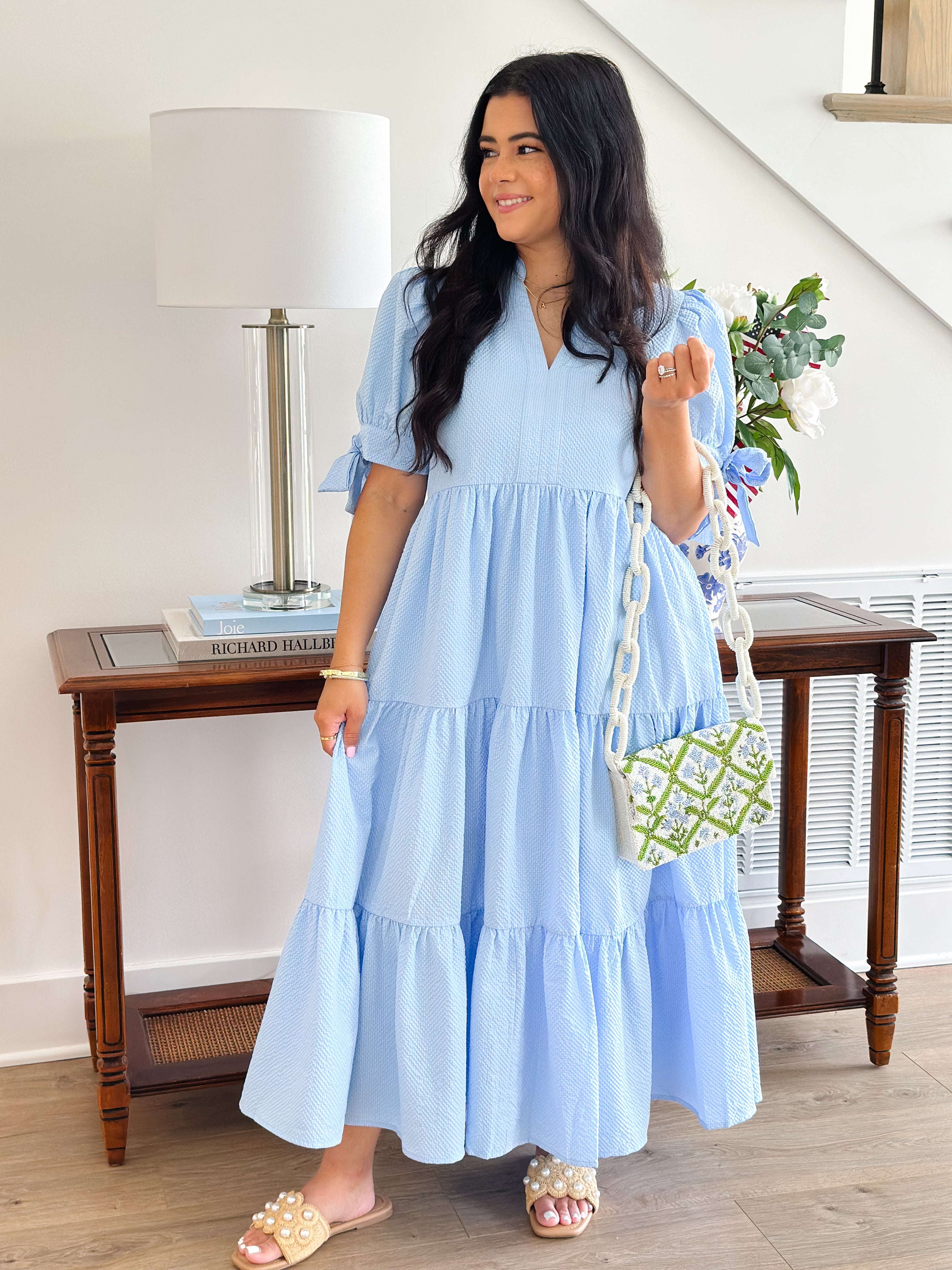 Blue Hydrangea Midi Dress