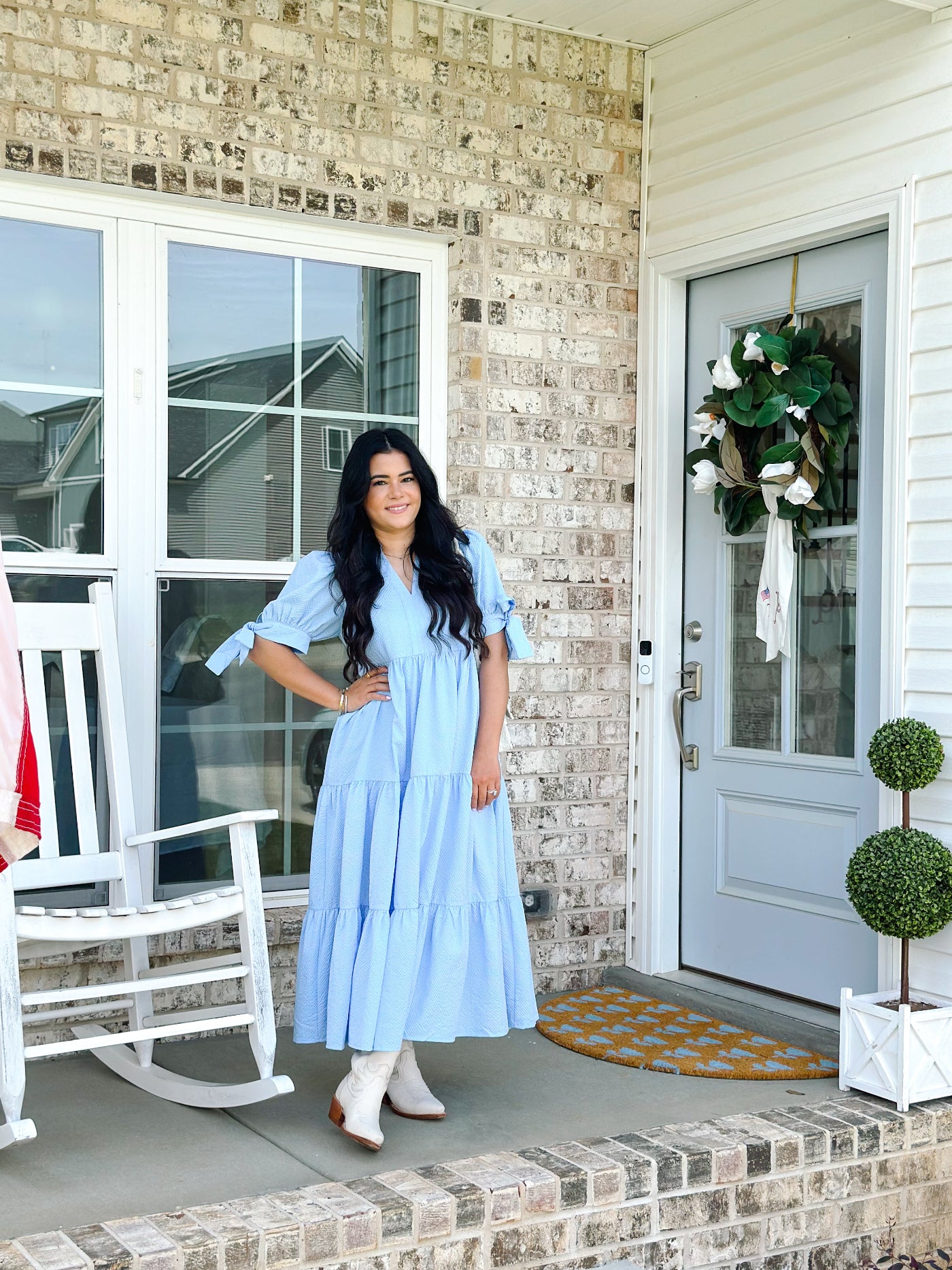 Blue Hydrangea Midi Dress