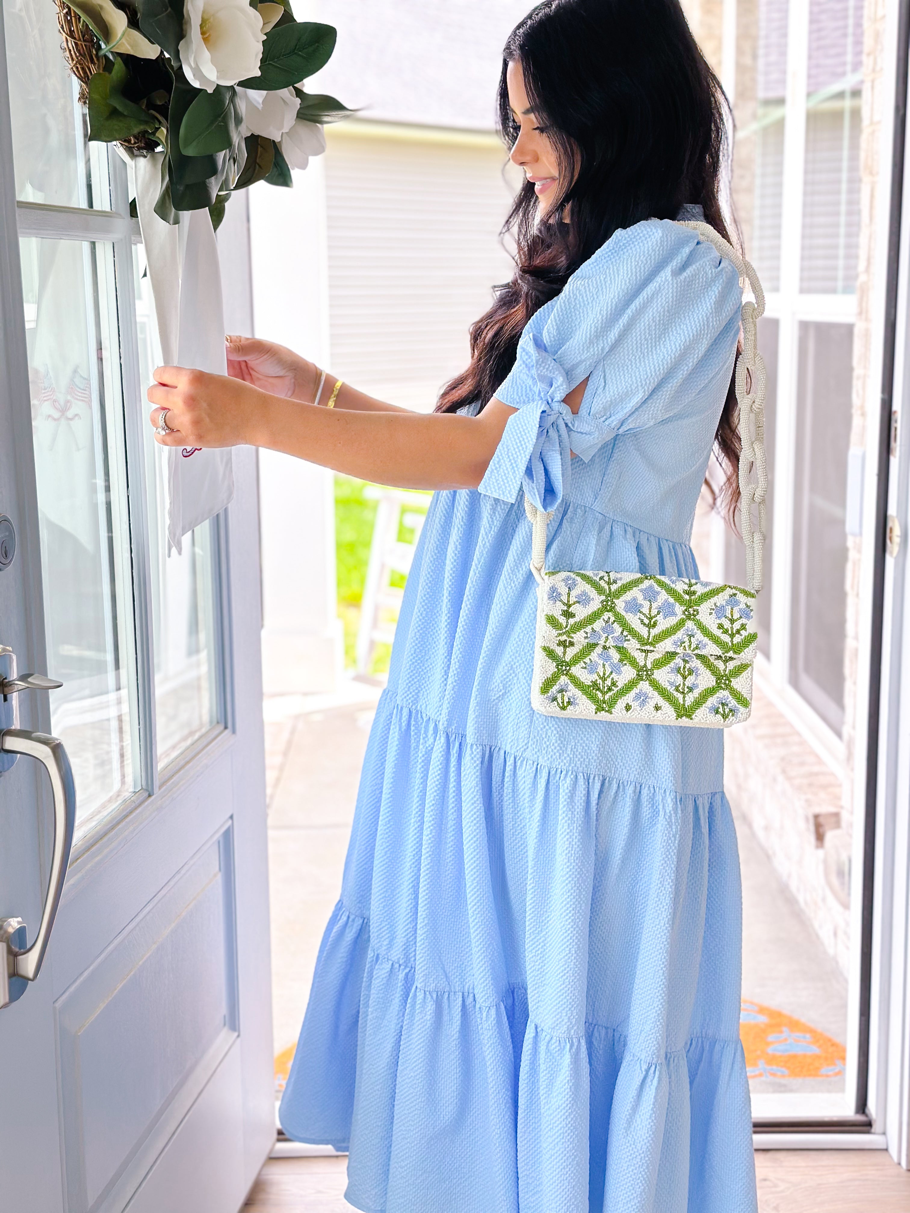 Blue Hydrangea Midi Dress