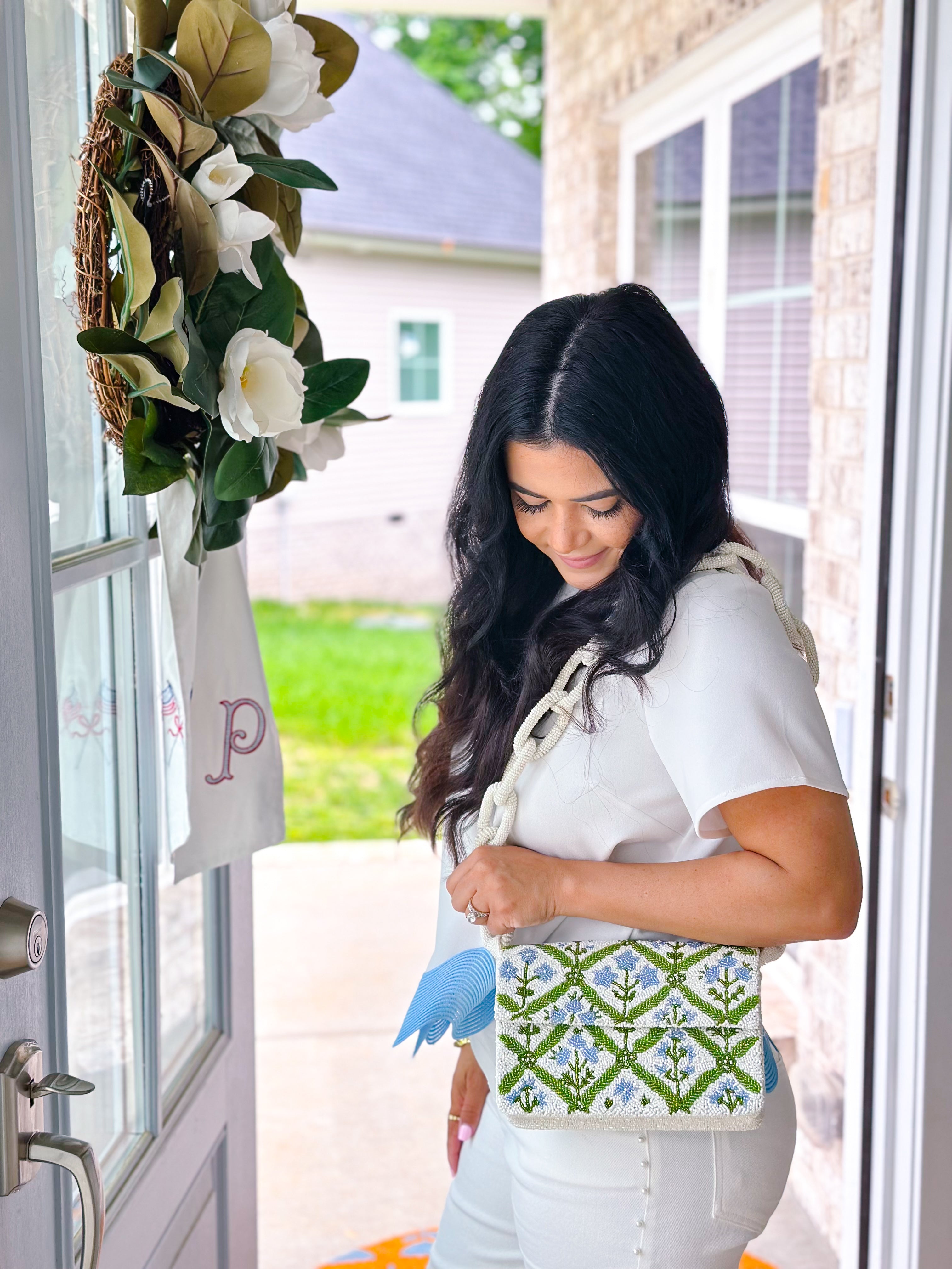Savannah Blue & White Scallop Top