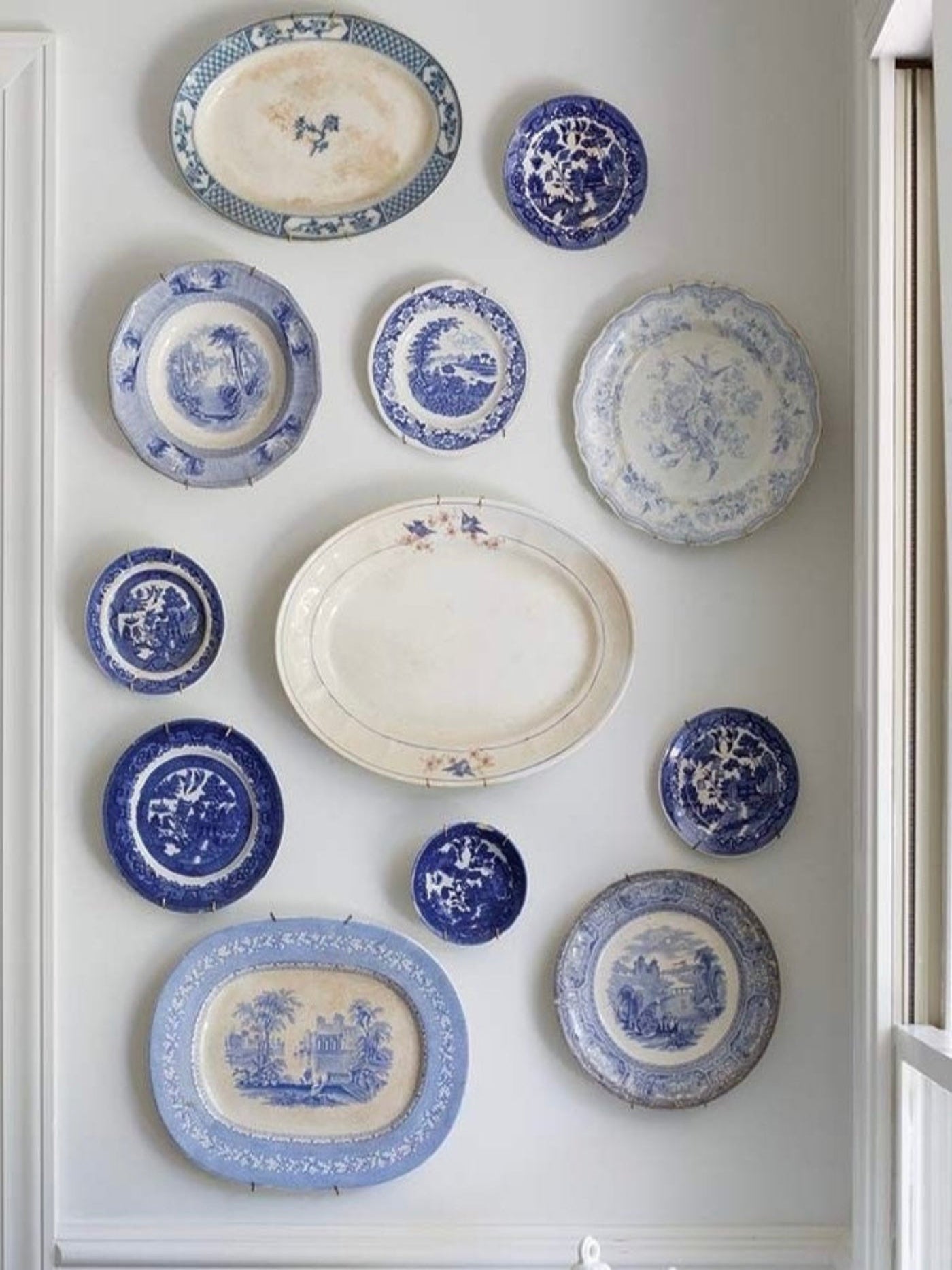 blue and white southern plate wall