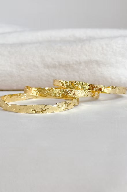 gold hammered bangles
